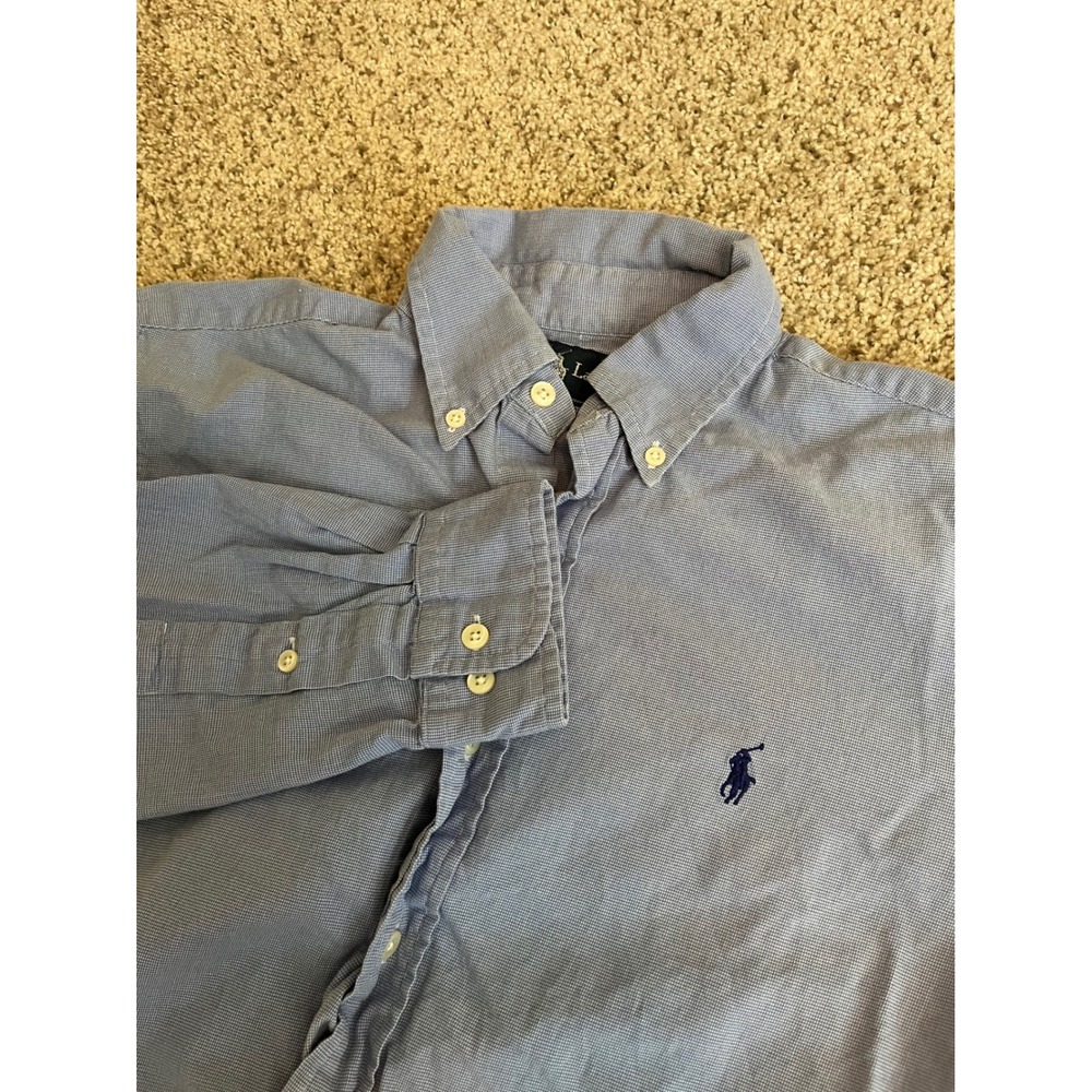 Ralph Lauren Mens Button Down Shirt 15 32/33 Blue Classic Fit Long Sleeve Pony